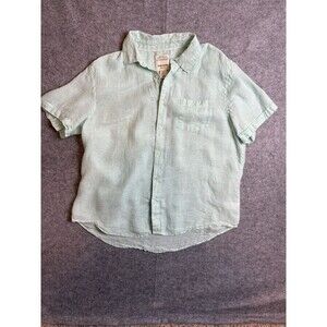 Thom Aaron Mens Linen Short Sleeve Button Up Shirt XL Mint Green Casual